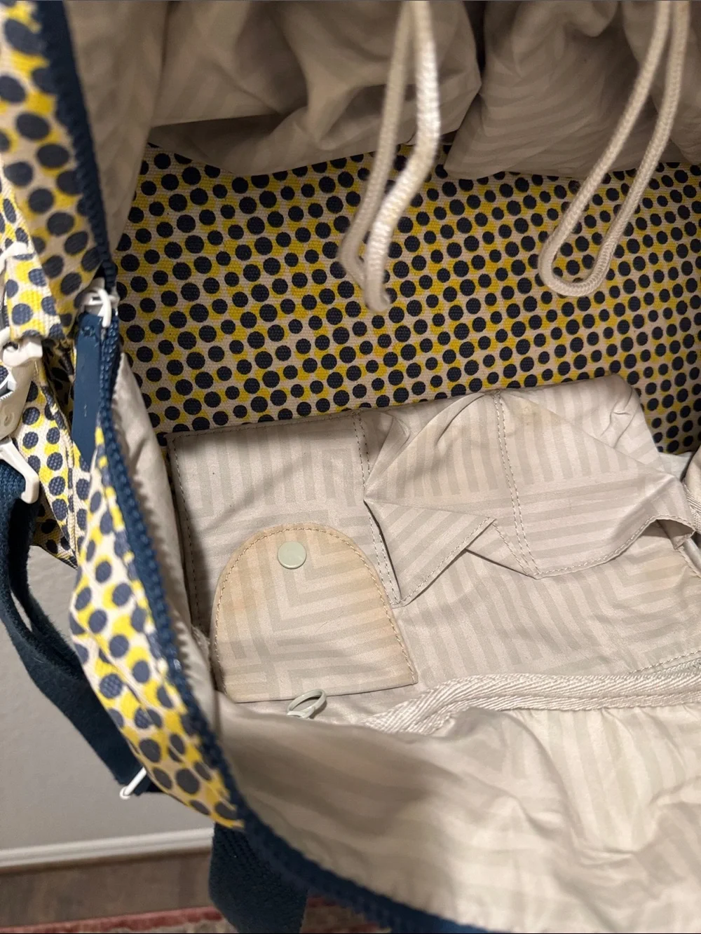 kate spade SATURDAY (2013-15) Yellow & Navy Polka Dot Travel Bag